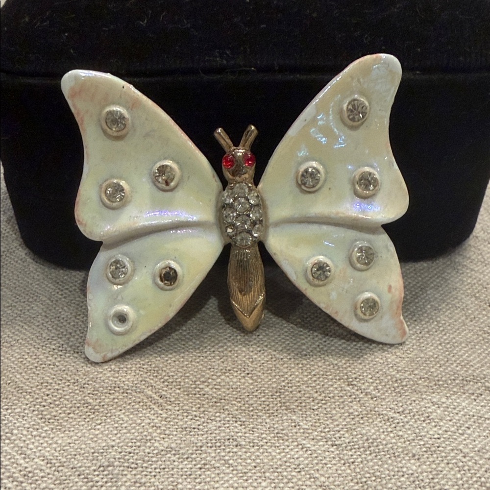 Vintage Incandescent Butterfly Brooch with Rhinestones
